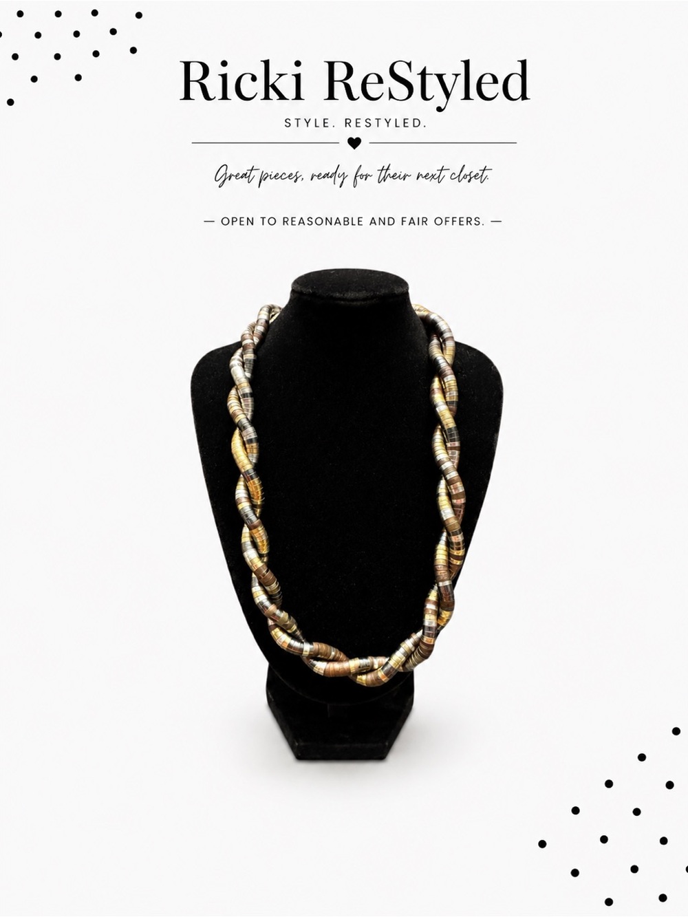 Convertible Snake Coil Necklace Twist Wrap Bracelet Brown Gold Tones